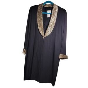 Vtg Womens Petite Perceptions Blazer Dress Cheetah Print Trimmed Office Size 10